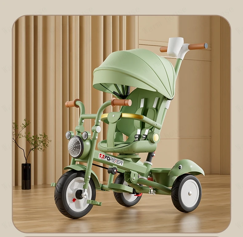 New Children's Tricycle,Reclining and Sitting Foldable Portable Stroller,1-6 Years Old Multifunctional Children's Bicycle
