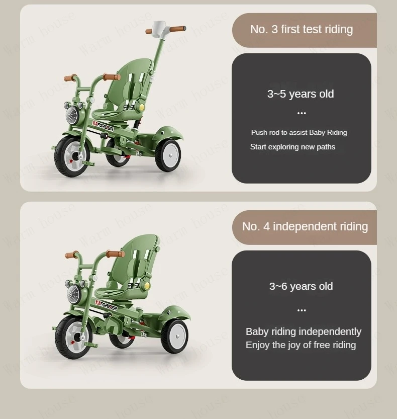 New Children's Tricycle,Reclining and Sitting Foldable Portable Stroller,1-6 Years Old Multifunctional Children's Bicycle