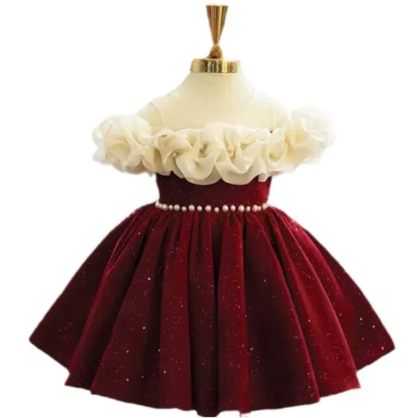 Chidren High End Birthday Baptism Princess Ball Gown Girls Cute Wedding Party Dress y1710