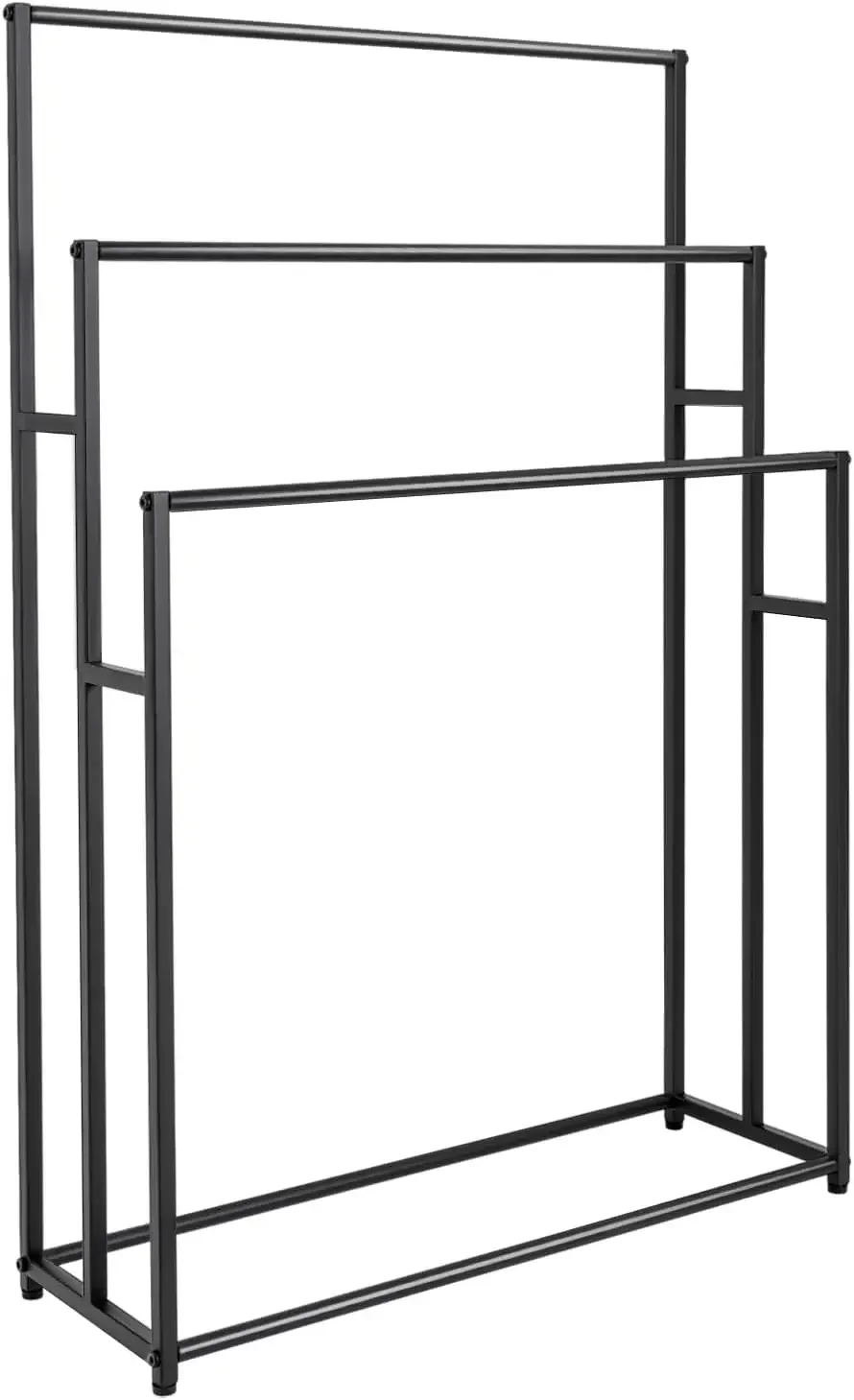 Towel Holder, Standing Towel Rail with 3 Towel Rails, Large Towel Rack,Freestanding, Metal,for Drying Towels for Bedroom or Pool