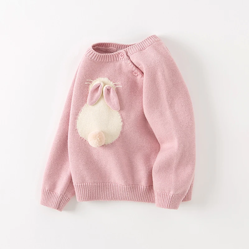 Dave Bella Pink Rabbit Sweater Girl's Autumn Winter Fashion Loose Brand Sweater Children Kid Pullover Top DB4223925