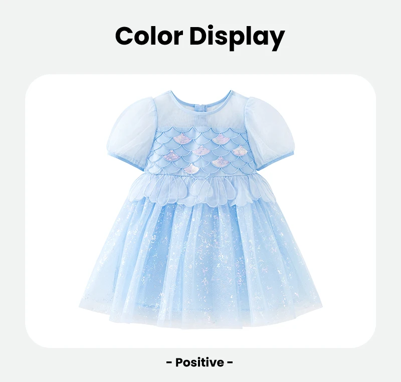 Mini Bala Girls Mermaid Mesh Dress Baby Lightweight Soft Embroidered Sweet Princess Dress