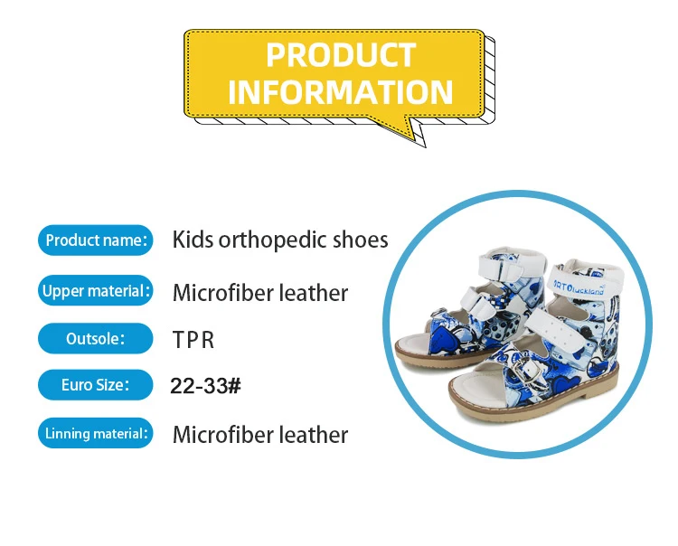 Ortoluckland Children Sandals Summer Orthopedic For Kids Buckle Strap Shoes Boys Printed Arch Support Flatfoot Footwear