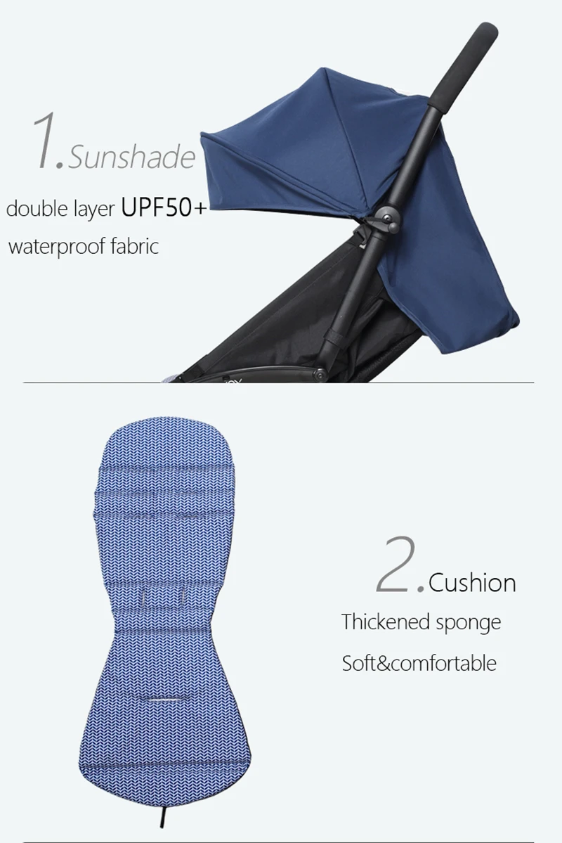 175° 3pcs/Set Stroller Accessories Hood&Mattress&Seat Cushion For YOYO/YOYO2/YOYA Babytime 1:1 Quality Canopy Cover Mattresses