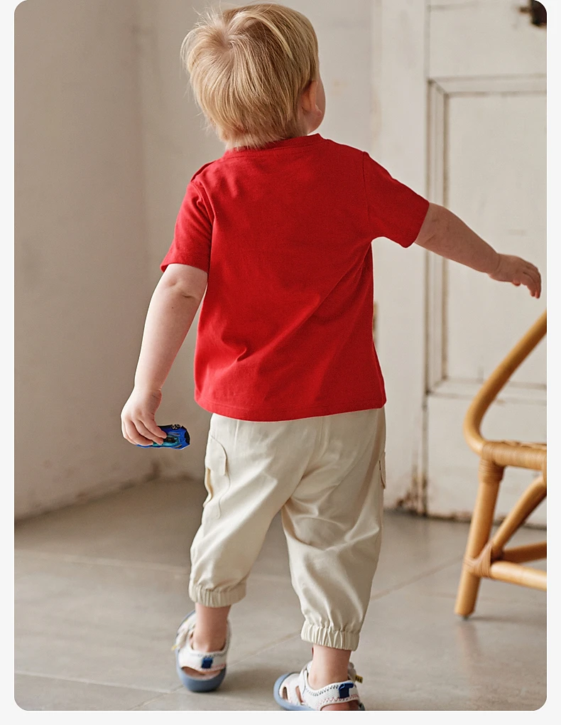 Dave Bella Children Pants for Boys 2024 New Summer Casual Fashion Cool Cargo Pants Cropped Pants Outdoor Sport Party DB2240689