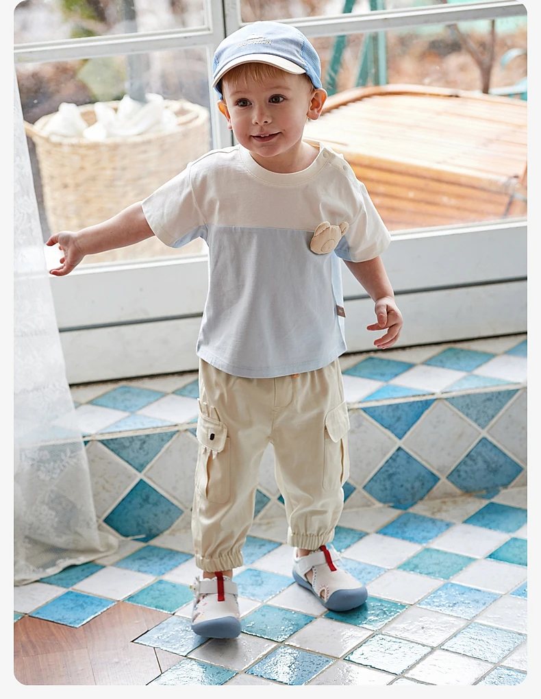 Dave Bella Children Pants for Boys 2024 New Summer Casual Fashion Cool Cargo Pants Cropped Pants Outdoor Sport Party DB2240689