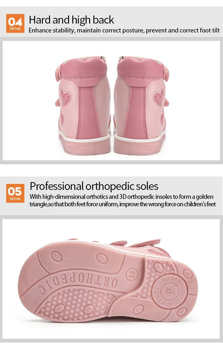 Child Orthopedic Sandals Princepard Girls Kids Corrective Shoes with High Back and Ankle & Arch Support Shiny Pink Pairing