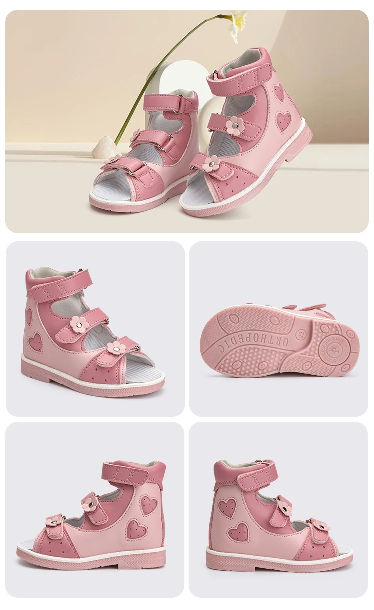 Child Orthopedic Sandals Princepard Girls Kids Corrective Shoes with High Back and Ankle & Arch Support Shiny Pink Pairing