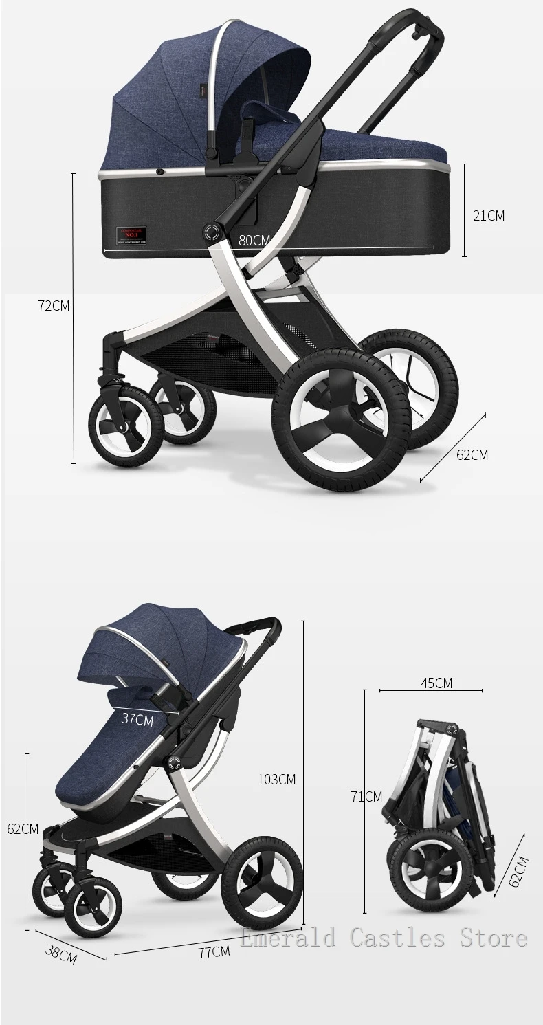 Luxury baby stroller 3 in 1,High landscape strollers,baby car,trolley pram,baby Carriage four wheels,newborn travel Pushchair