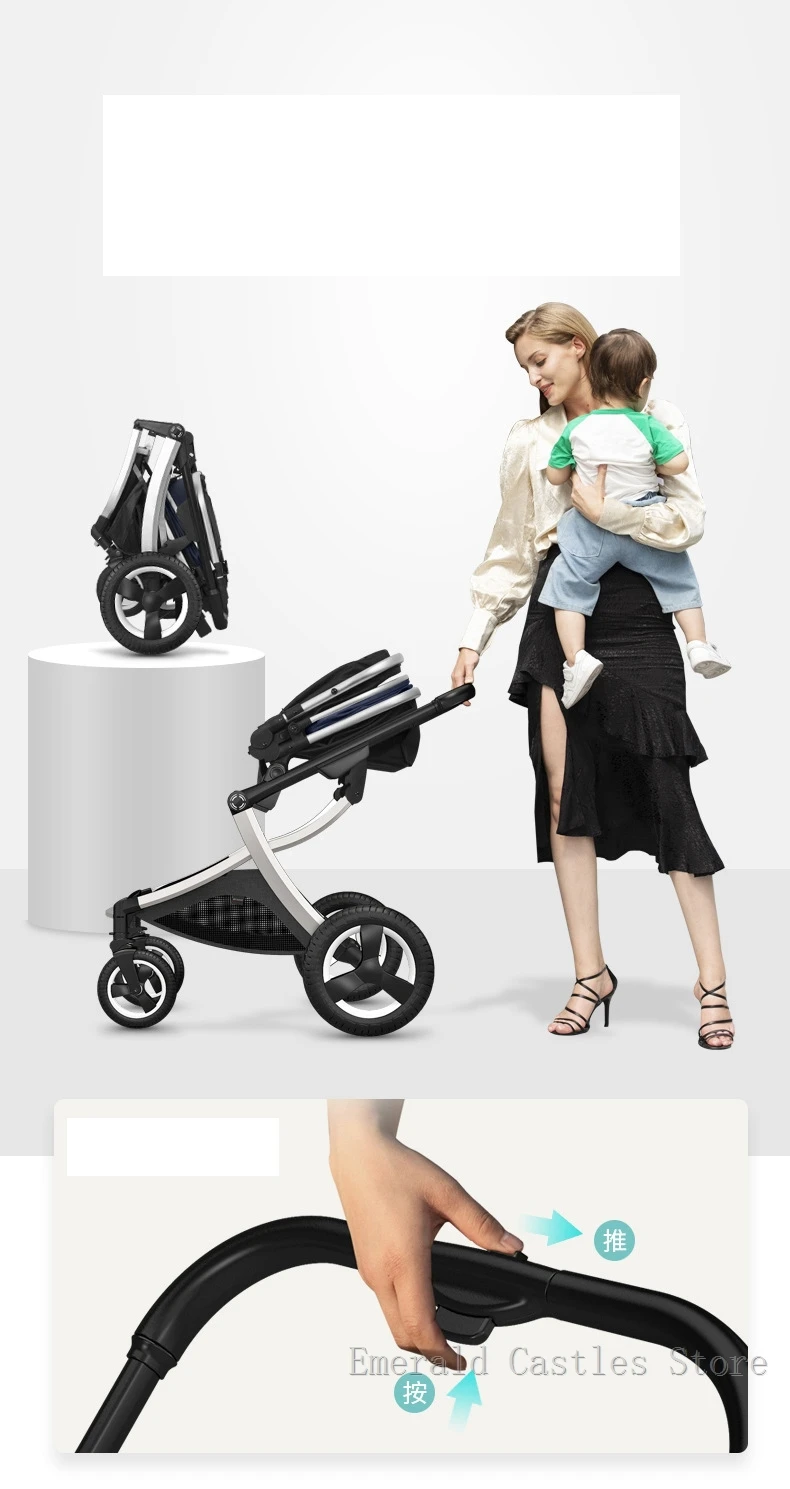 Luxury baby stroller 3 in 1,High landscape strollers,baby car,trolley pram,baby Carriage four wheels,newborn travel Pushchair