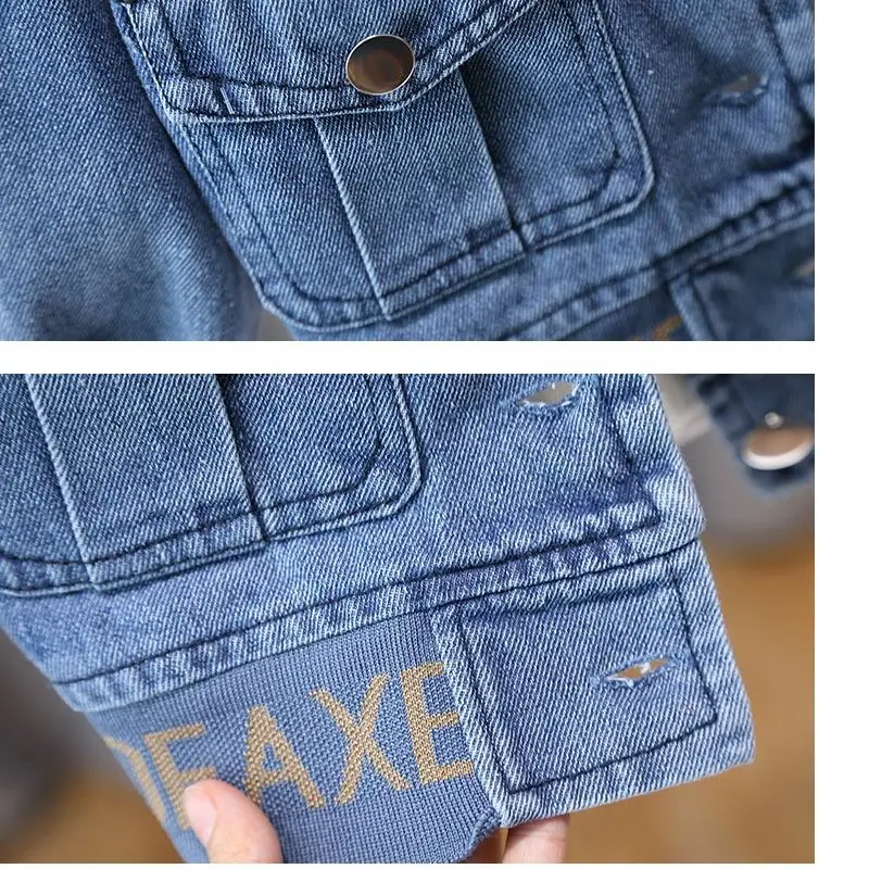 Autumn Kids clothes Spring Denim Coat Children's clothing Boys Outerwear Blue / Black Baby Jacket Pant sets 2-piece set 2-9Y
