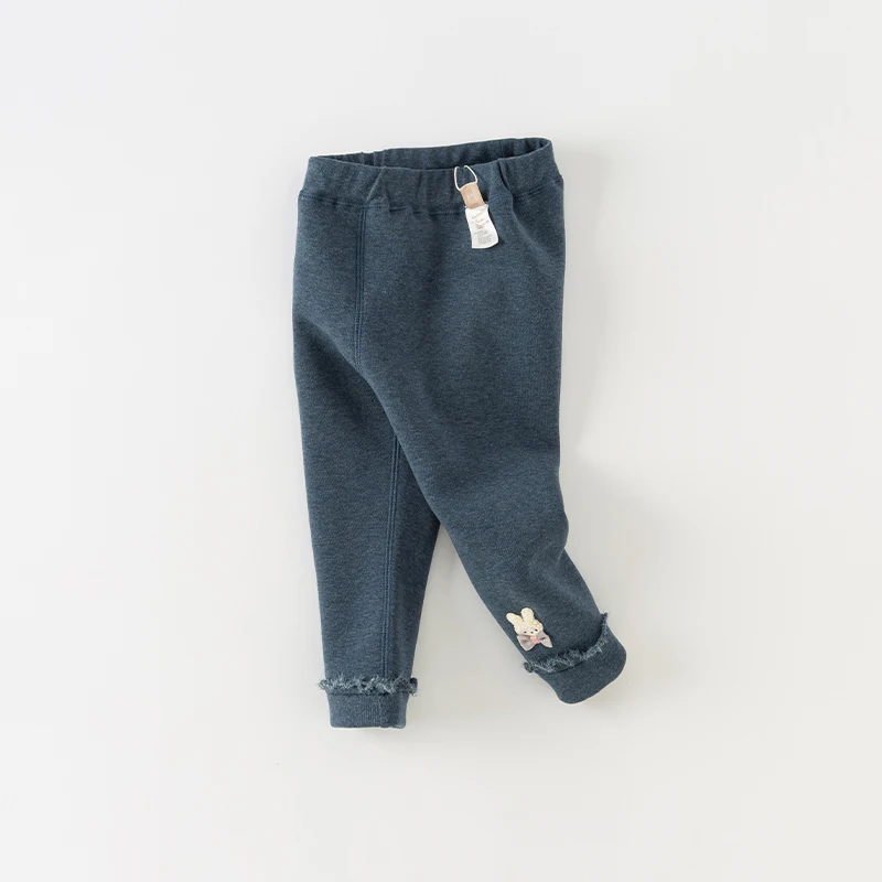 Dave Bella Children's Pants New Winter Girls' Casual Fashion Cute Tight Pants Plush Warm Leggings Sport Outdoor DB4237950