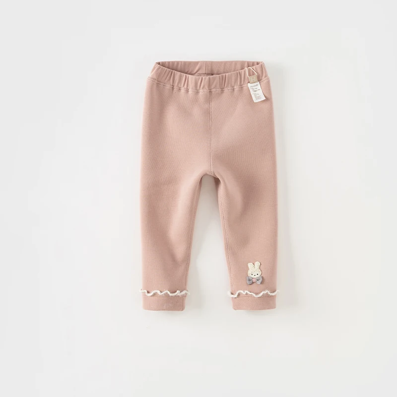 Dave Bella Children's Pants New Winter Girls' Casual Fashion Cute Tight Pants Plush Warm Leggings Sport Outdoor DB4237950
