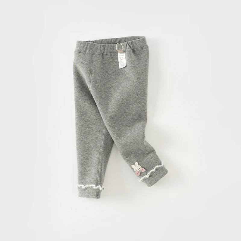 Dave Bella Children's Pants New Winter Girls' Casual Fashion Cute Tight Pants Plush Warm Leggings Sport Outdoor DB4237950