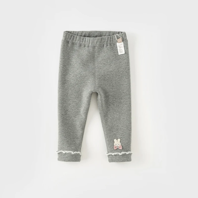 Dave Bella Children's Pants New Winter Girls' Casual Fashion Cute Tight Pants Plush Warm Leggings Sport Outdoor DB4237950