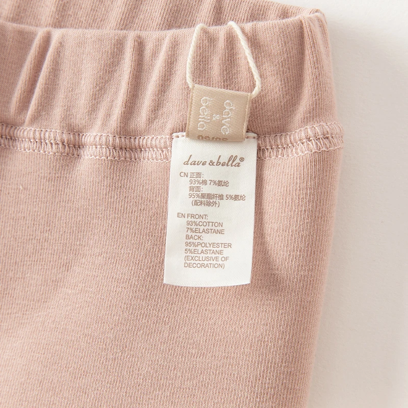 Dave Bella Children's Pants New Winter Girls' Casual Fashion Cute Tight Pants Plush Warm Leggings Sport Outdoor DB4237950