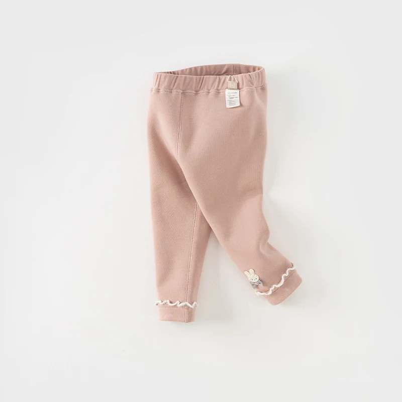 Dave Bella Children's Pants New Winter Girls' Casual Fashion Cute Tight Pants Plush Warm Leggings Sport Outdoor DB4237950
