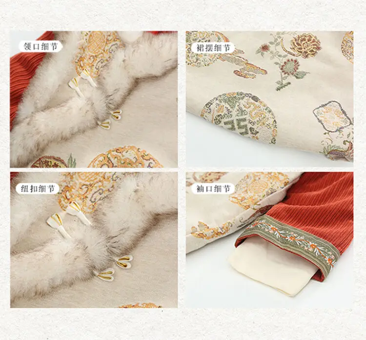 2025 Winter New 3-14 Years Girls Cheongsam New Year Flower Thickening Kids Baby Girl Traditional Chinese Ethnic Tang Dress + Bag