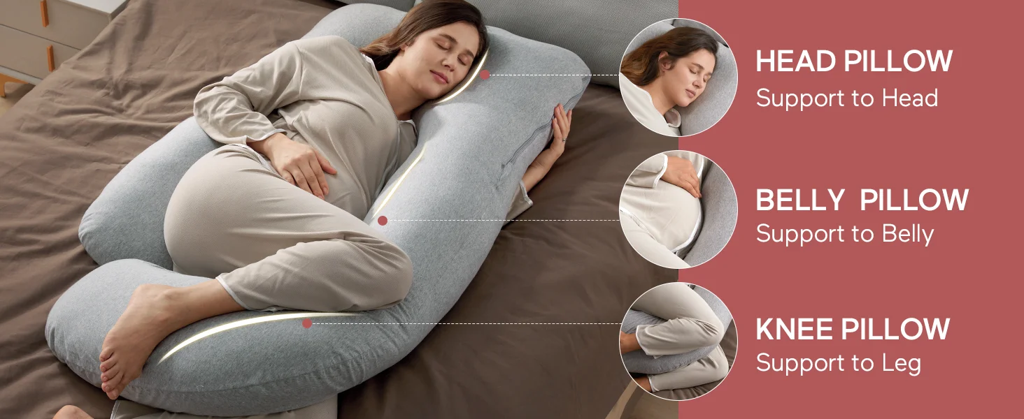U Shaped Pregnancy Pillows with Cotton Removable Cover, Full Body Pillow Maternity Support,Must Have for Pregnant Women