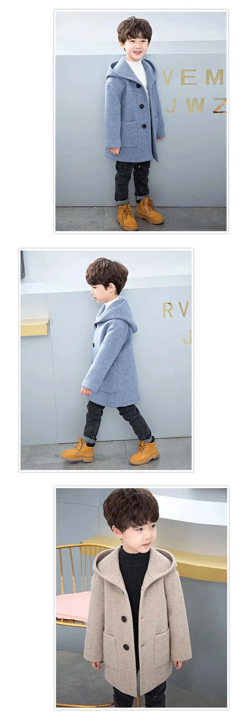 Children Boys Girls Wool Coat Jacket Outerwear 2023 Newest Thicken Plus Velvet Winter Autumn Cotton Children's Clothing Unisex