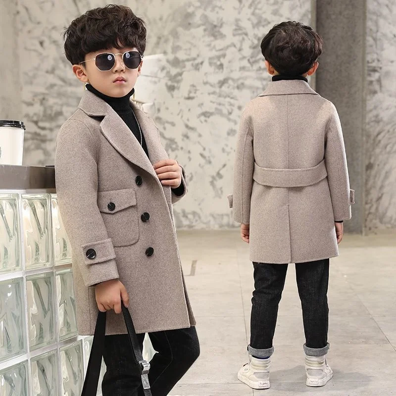 Children Boys Girls Wool Coat Jacket Outerwear 2023 Newest Thicken Plus Velvet Winter Autumn Cotton Children's Clothing Unisex
