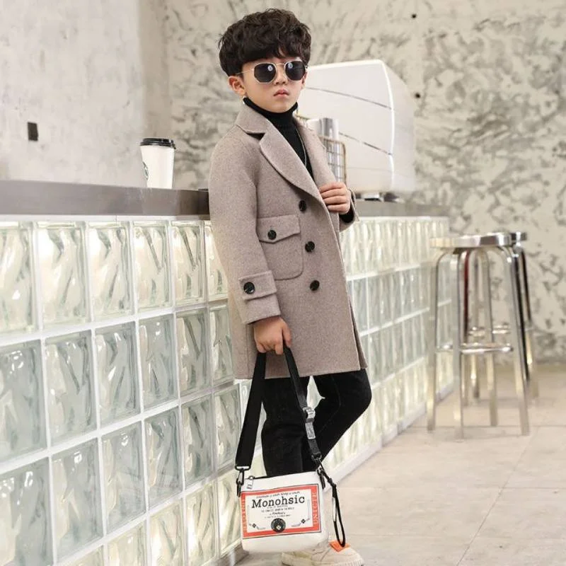 Children Boys Girls Wool Coat Jacket Outerwear 2023 Newest Thicken Plus Velvet Winter Autumn Cotton Children's Clothing Unisex