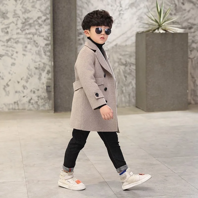 Children Boys Girls Wool Coat Jacket Outerwear 2023 Newest Thicken Plus Velvet Winter Autumn Cotton Children's Clothing Unisex