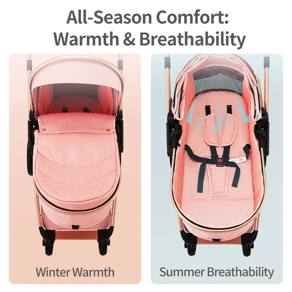High Landscape 3 in 1 Baby Stroller Convertible Baby Pram with Car Seat Multifunction Infant Pushchair Easy Folding Travel Pram