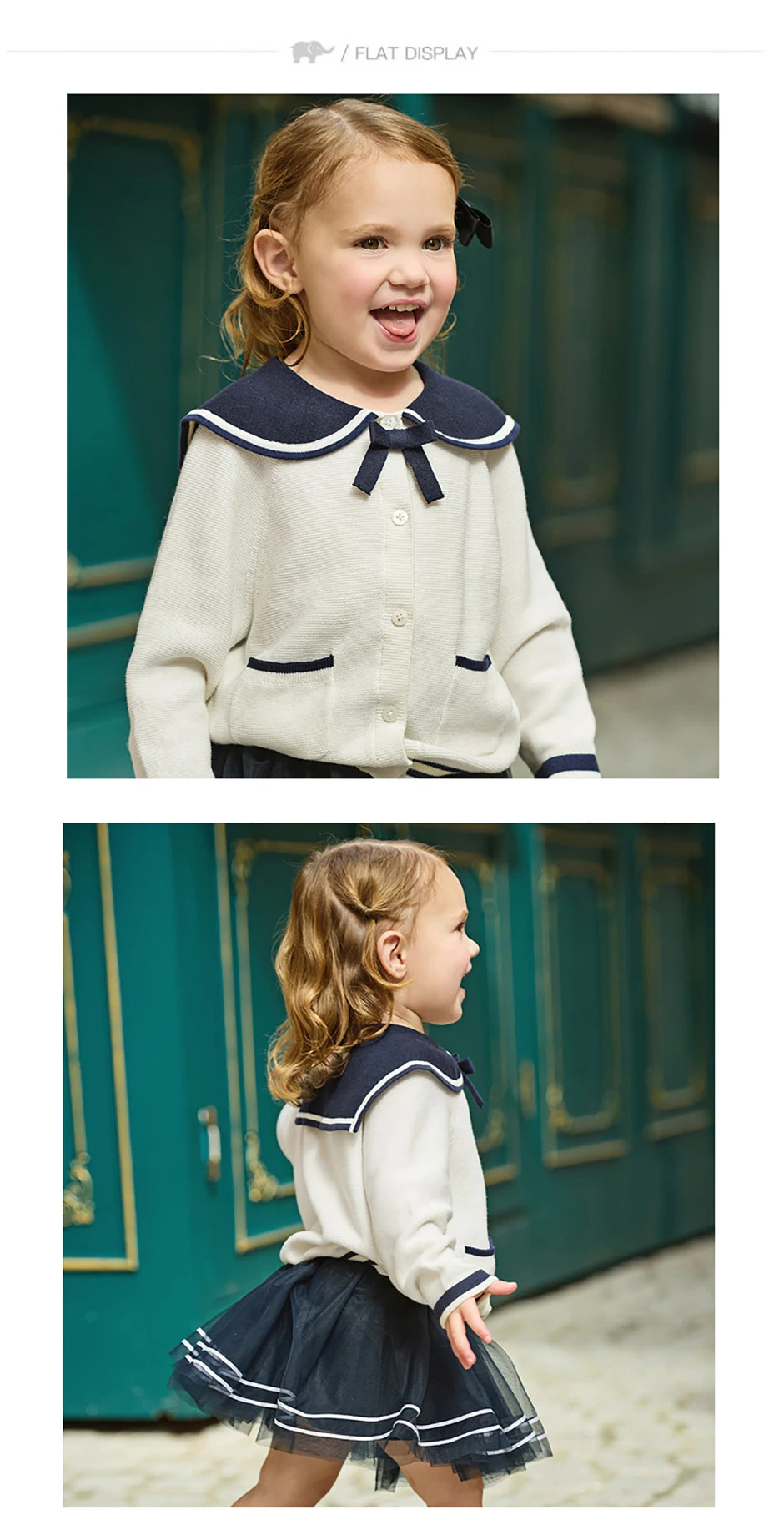 Dave Bella Girls Cardigan Sweater Autumn Spring Children Long Sleeves Sweater Knitted Tops Kids College Style Clothing DB1260283