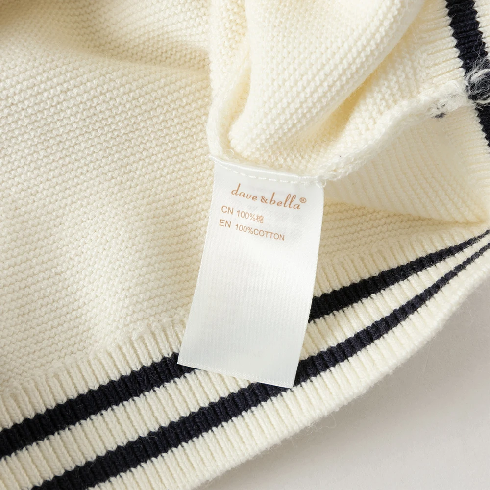 Dave Bella Girls Cardigan Sweater Autumn Spring Children Long Sleeves Sweater Knitted Tops Kids College Style Clothing DB1260283