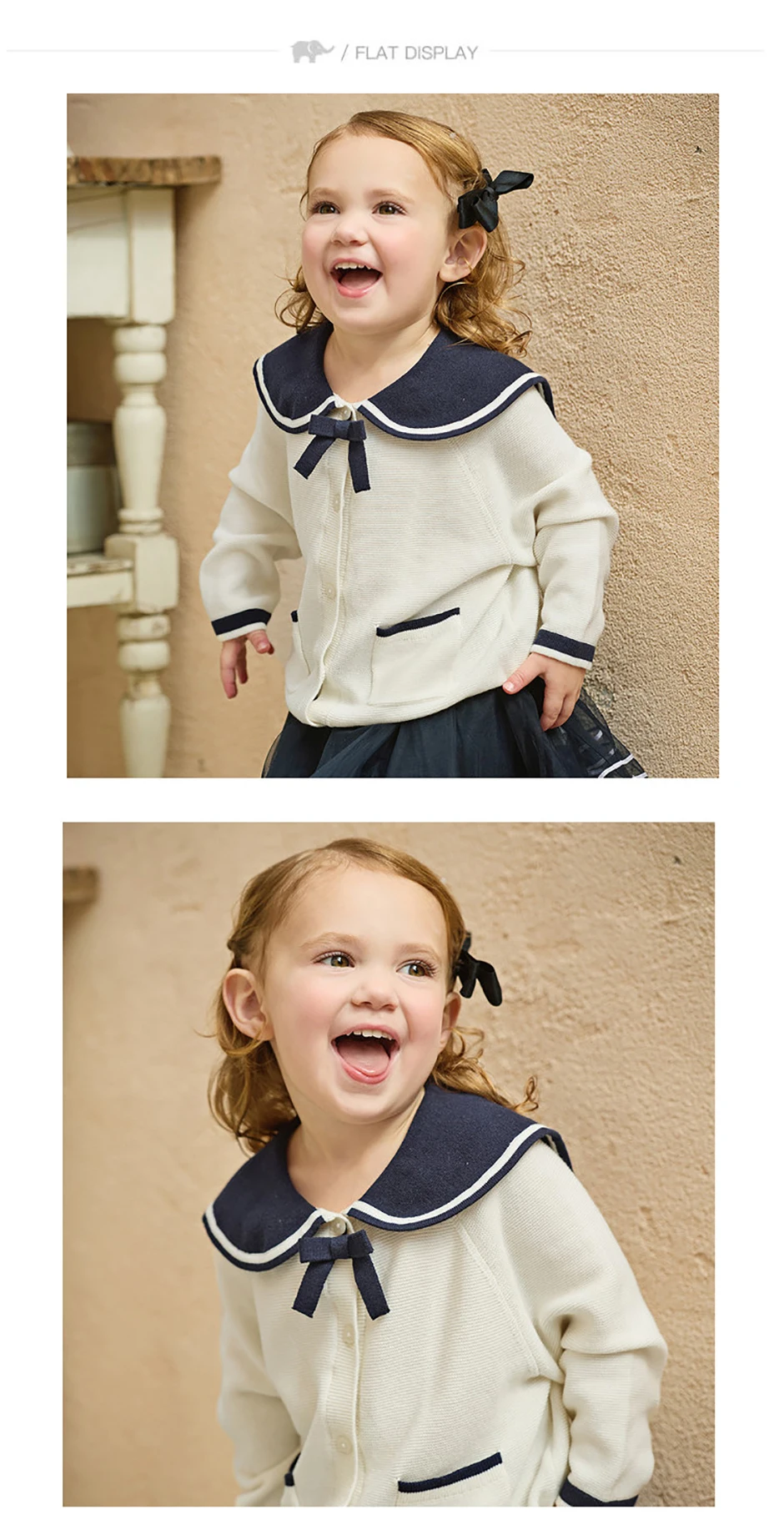 Dave Bella Girls Cardigan Sweater Autumn Spring Children Long Sleeves Sweater Knitted Tops Kids College Style Clothing DB1260283