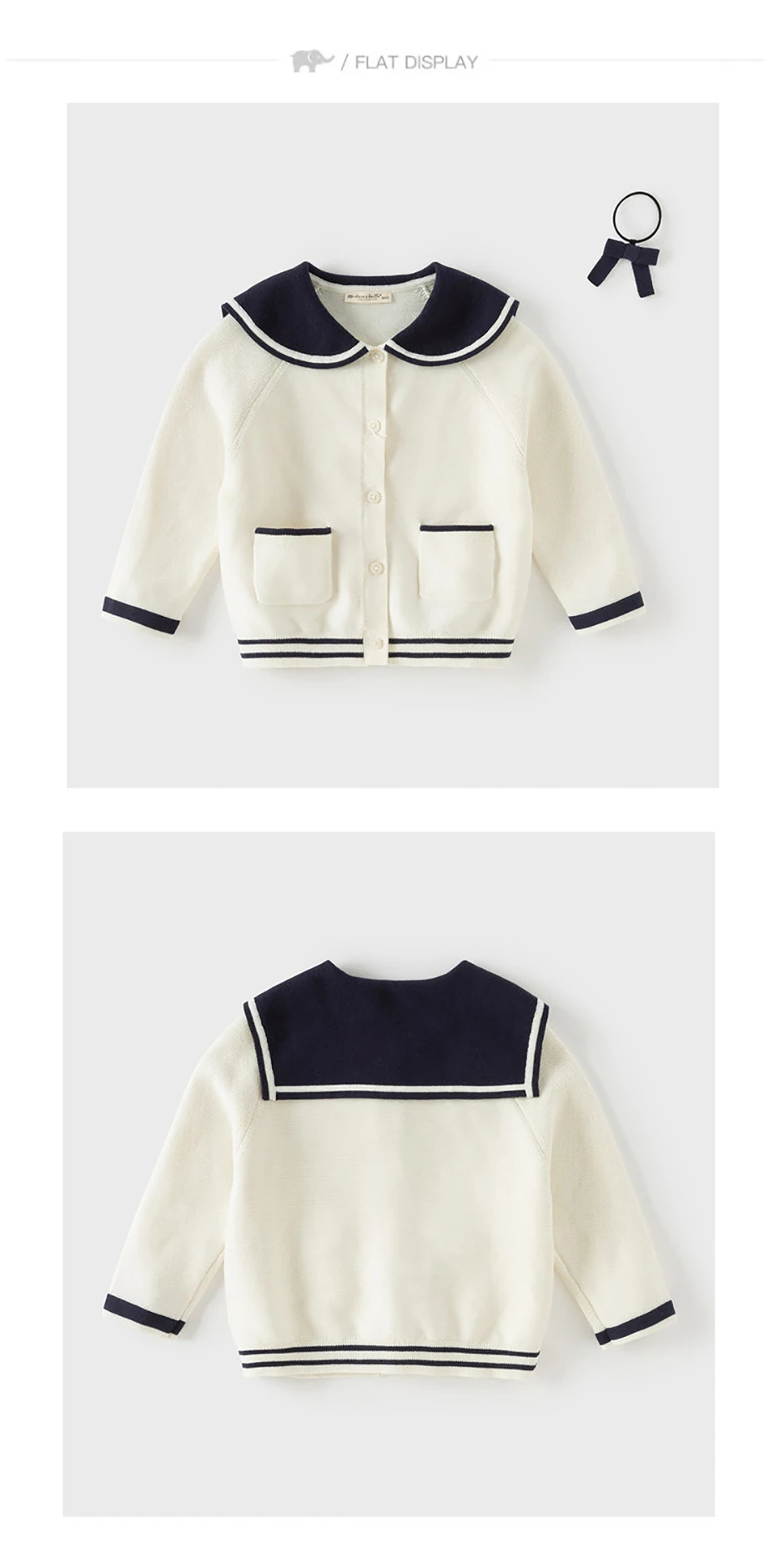 Dave Bella Girls Cardigan Sweater Autumn Spring Children Long Sleeves Sweater Knitted Tops Kids College Style Clothing DB1260283