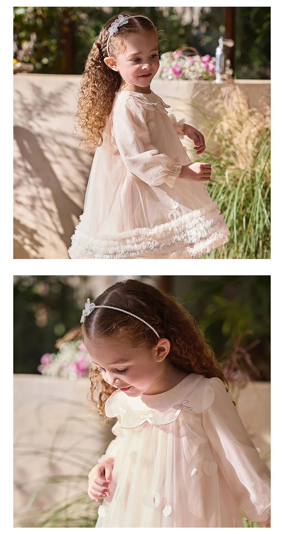 Dave Bella Children Princess Mesh Dress Girls Clothes Autumn Spring Long Sleeve Kids Elegant Dress Sweet Outdoor Party DB1261889