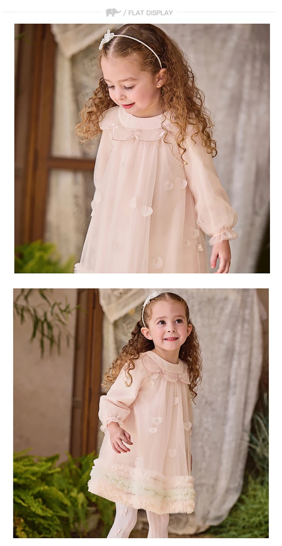 Dave Bella Children Princess Mesh Dress Girls Clothes Autumn Spring Long Sleeve Kids Elegant Dress Sweet Outdoor Party DB1261889
