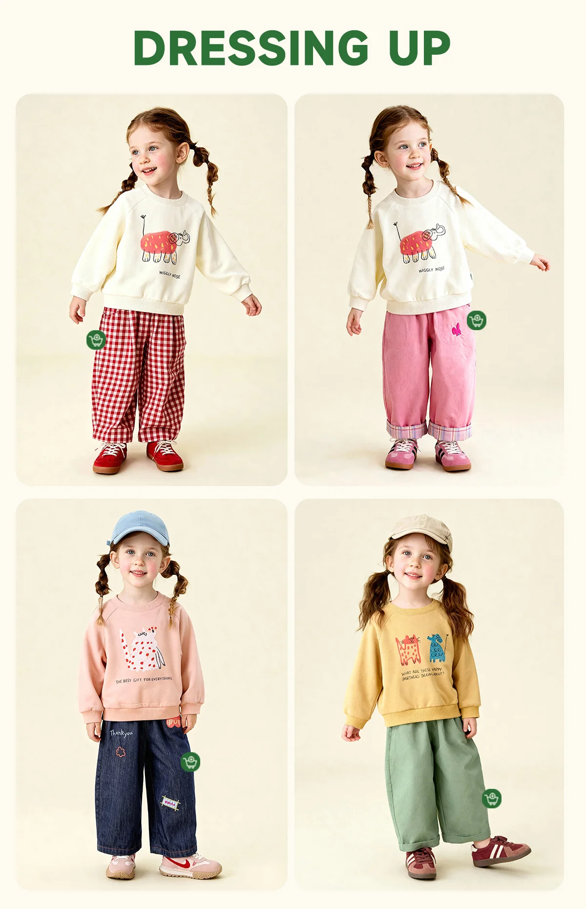 Amila Spring Children's Hoodie Round Neck Solid Color Cartoon Letter Printed Basic Versatile Daily Casual Long Sleeve Top