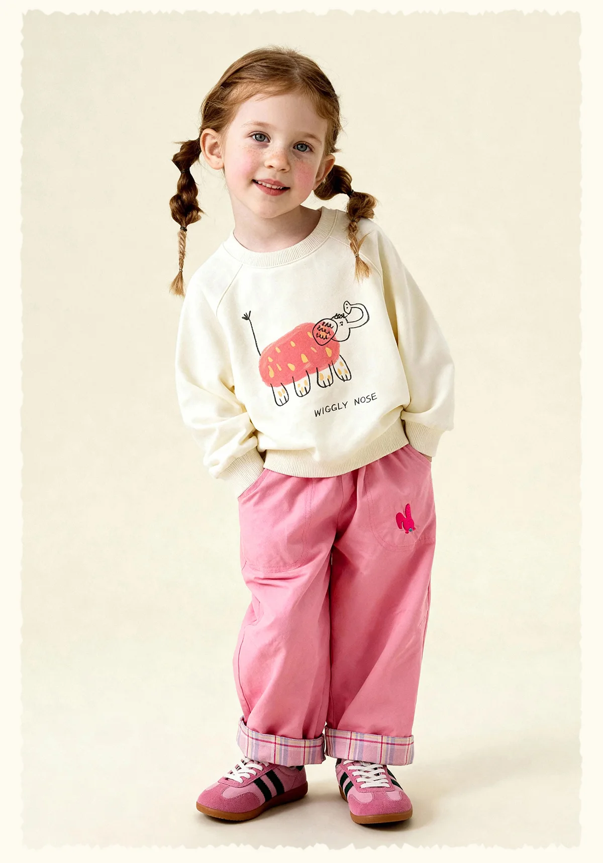 Amila Spring Children's Hoodie Round Neck Solid Color Cartoon Letter Printed Basic Versatile Daily Casual Long Sleeve Top
