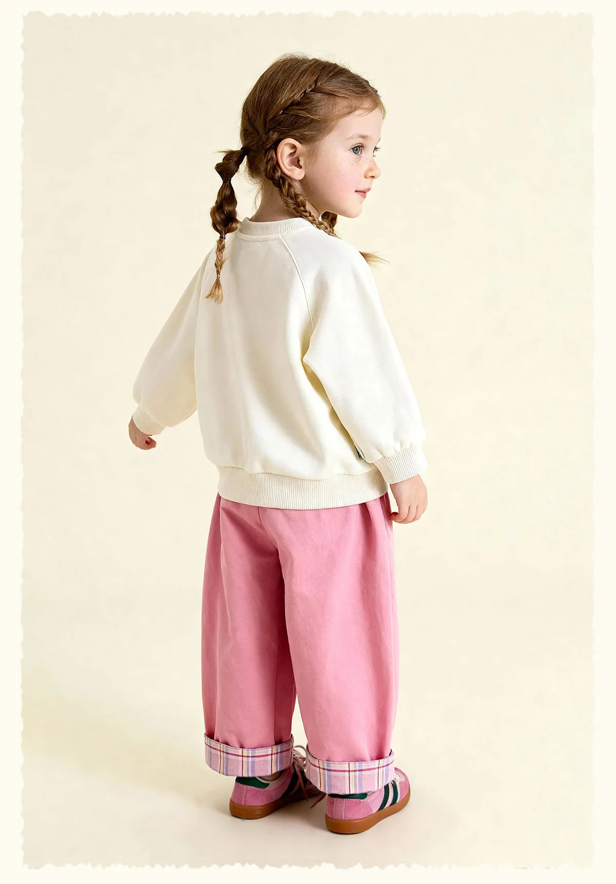Amila Spring Children's Hoodie Round Neck Solid Color Cartoon Letter Printed Basic Versatile Daily Casual Long Sleeve Top