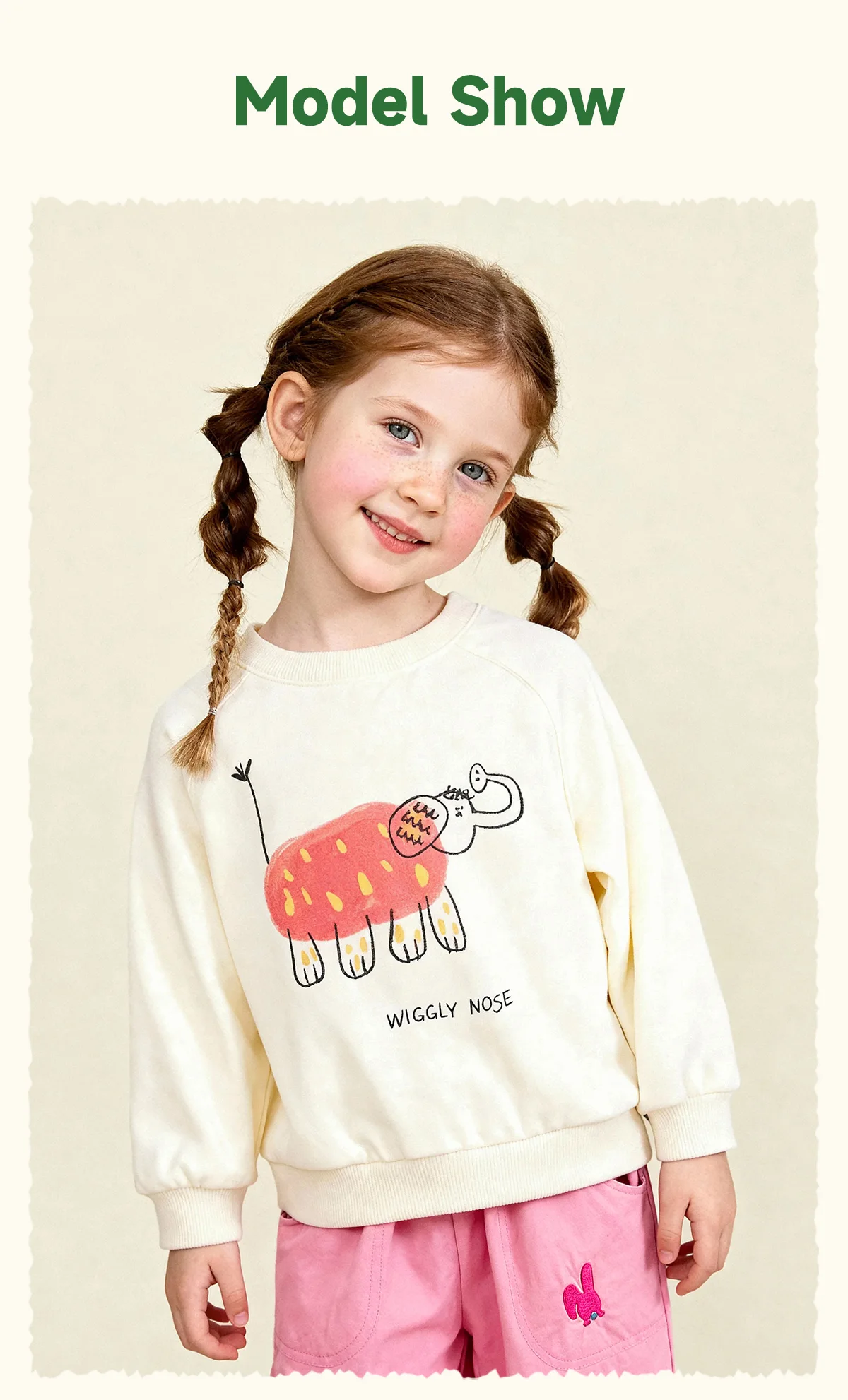 Amila Spring Children's Hoodie Round Neck Solid Color Cartoon Letter Printed Basic Versatile Daily Casual Long Sleeve Top