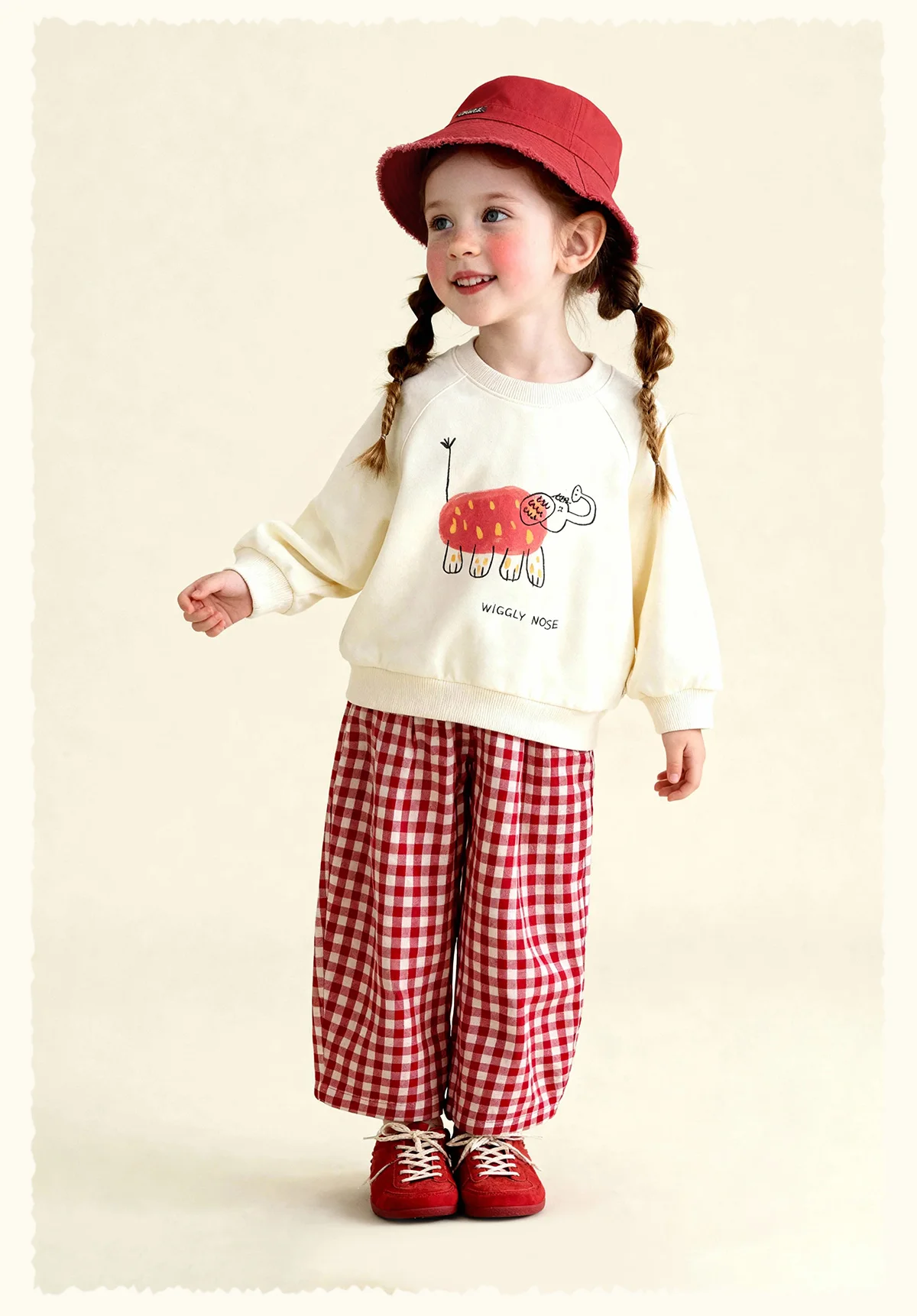 Amila Spring Children's Hoodie Round Neck Solid Color Cartoon Letter Printed Basic Versatile Daily Casual Long Sleeve Top