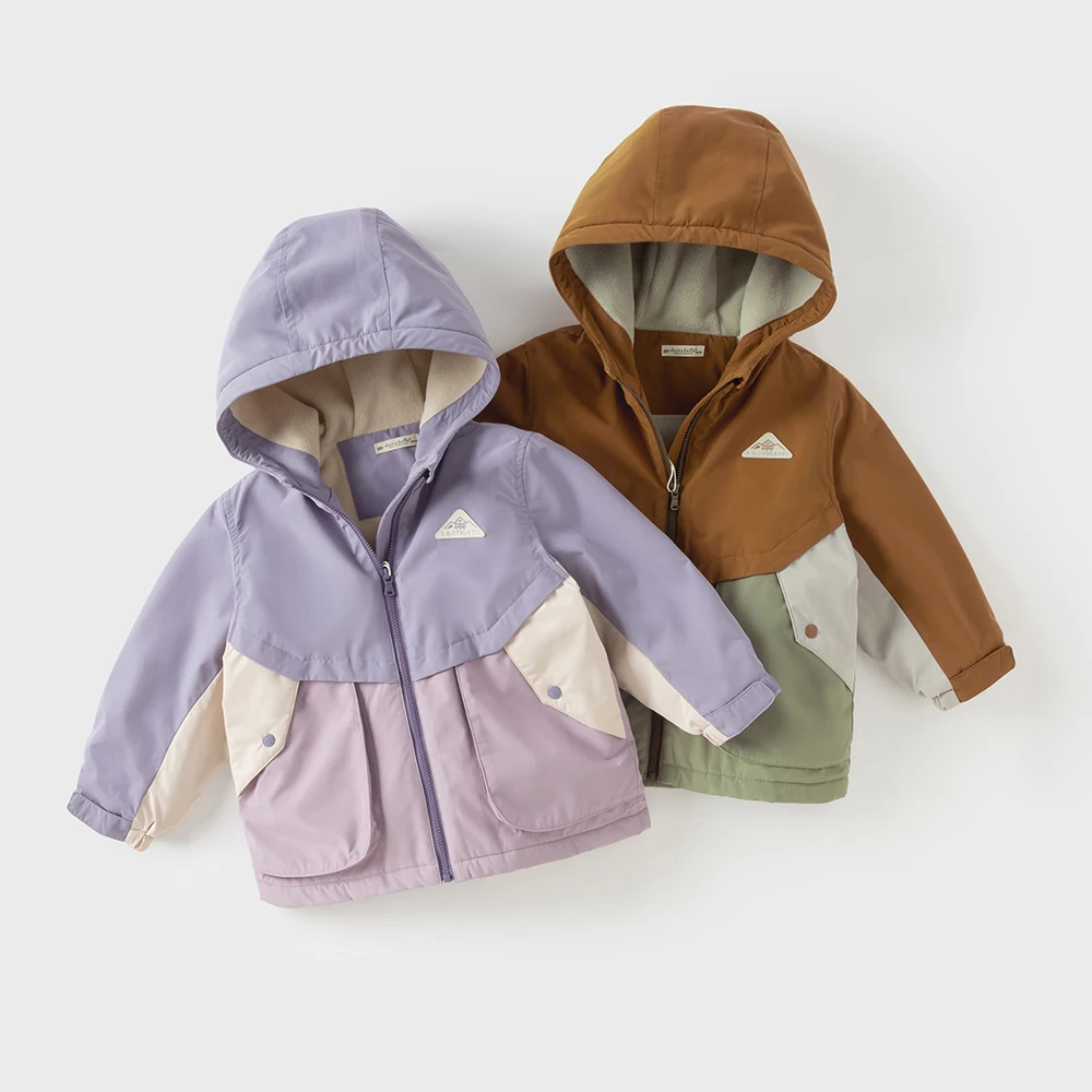 Dave Bella Boys Girls Winter Autumn Windproof Jacket Children Waterproof Hoodie Polar Fleece Outerwear Kids Clothing DB4253737