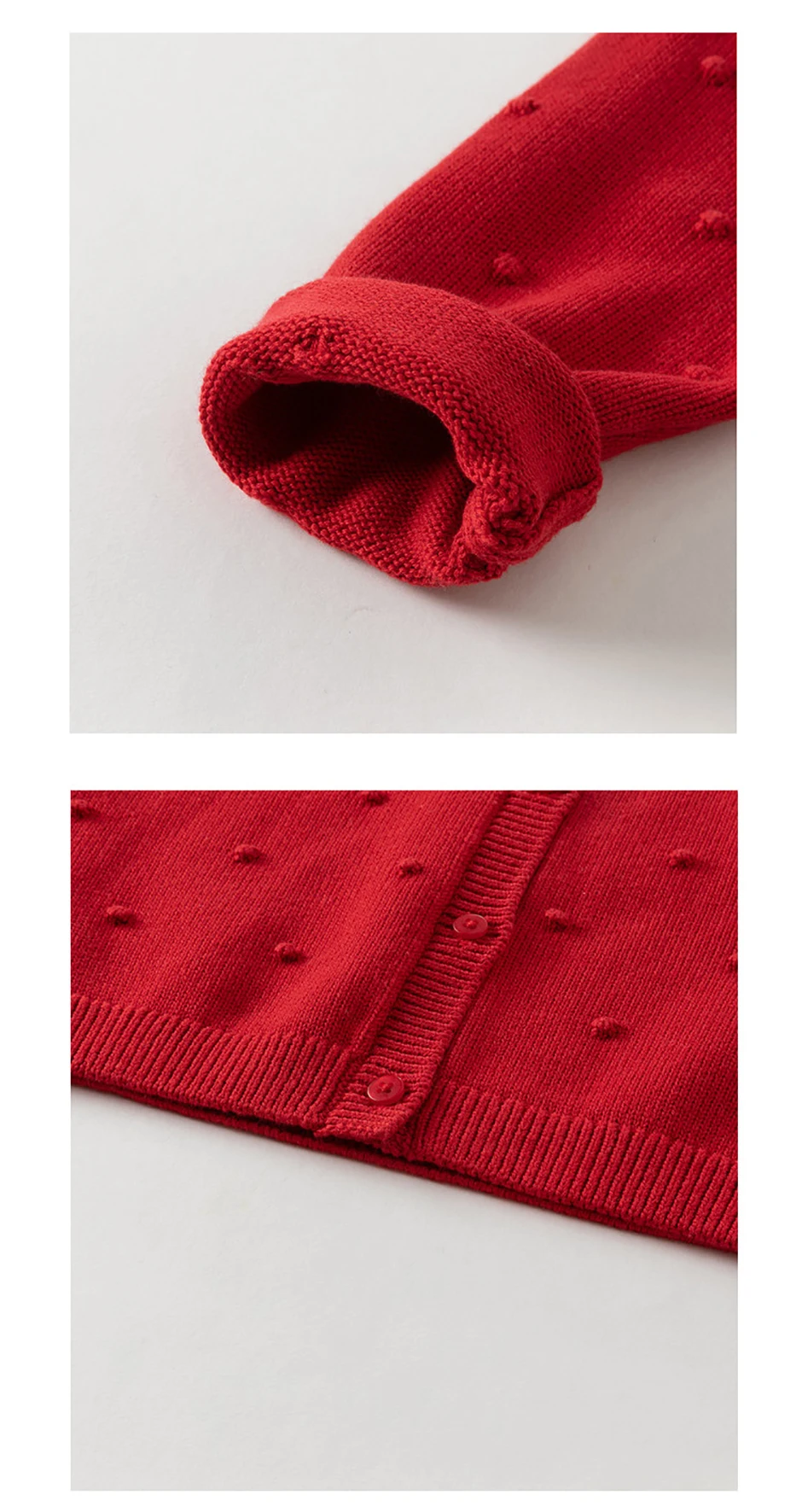 Dave Bella Children's Sweater Cardigan Tops Sweet Cute Autumn Red Knitted Long Sleeve Coat for Girls Baby Outdoor DB3253536