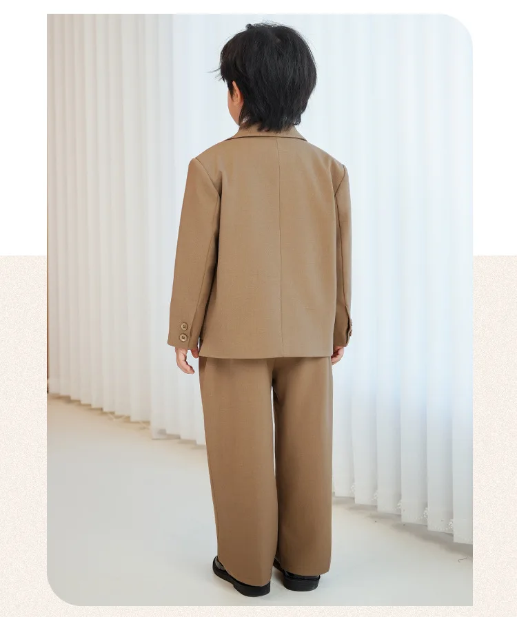 Gentleman Kids Black Suit Set Boys Wedding Birthday Photography Dress Children's Piano Host Speech Performance Costume