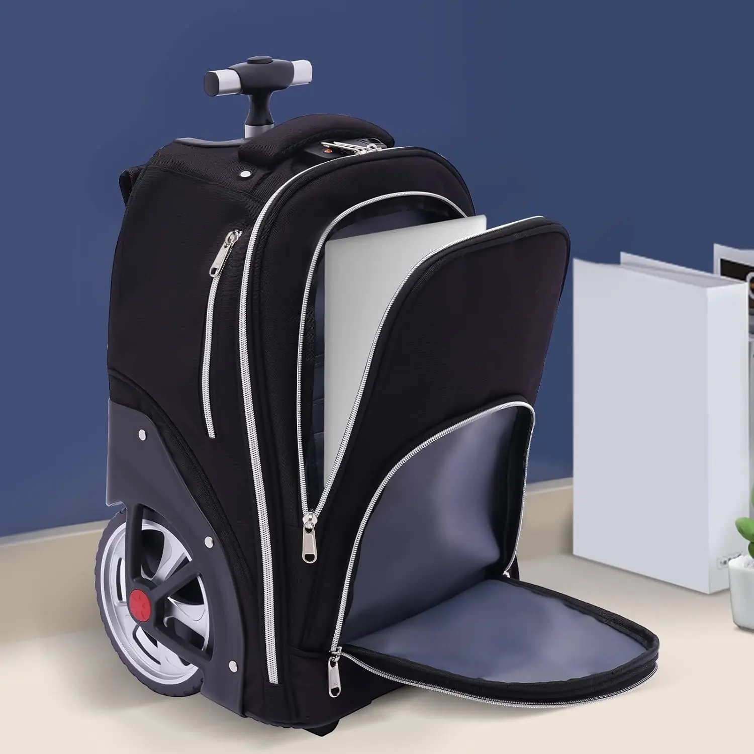 NEW 45L Trolley Backpack, Ideal Hand Luggage Backpack W/Wheels, Combined Multiple Functions, Suitable for Business Trips, School
