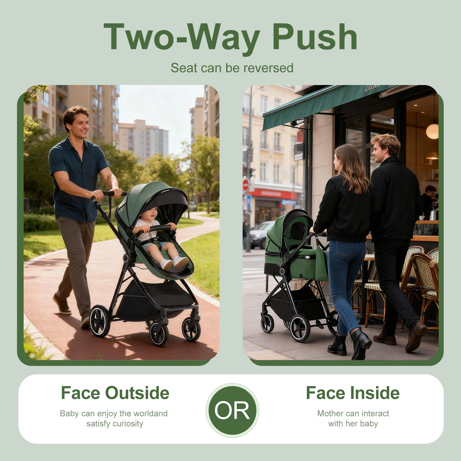 Baby Stroller 3 in 1 Easy Folding Multifunctional Stroller Travel Portable Baby Carriage Safety Seat EU Standard for Newborn