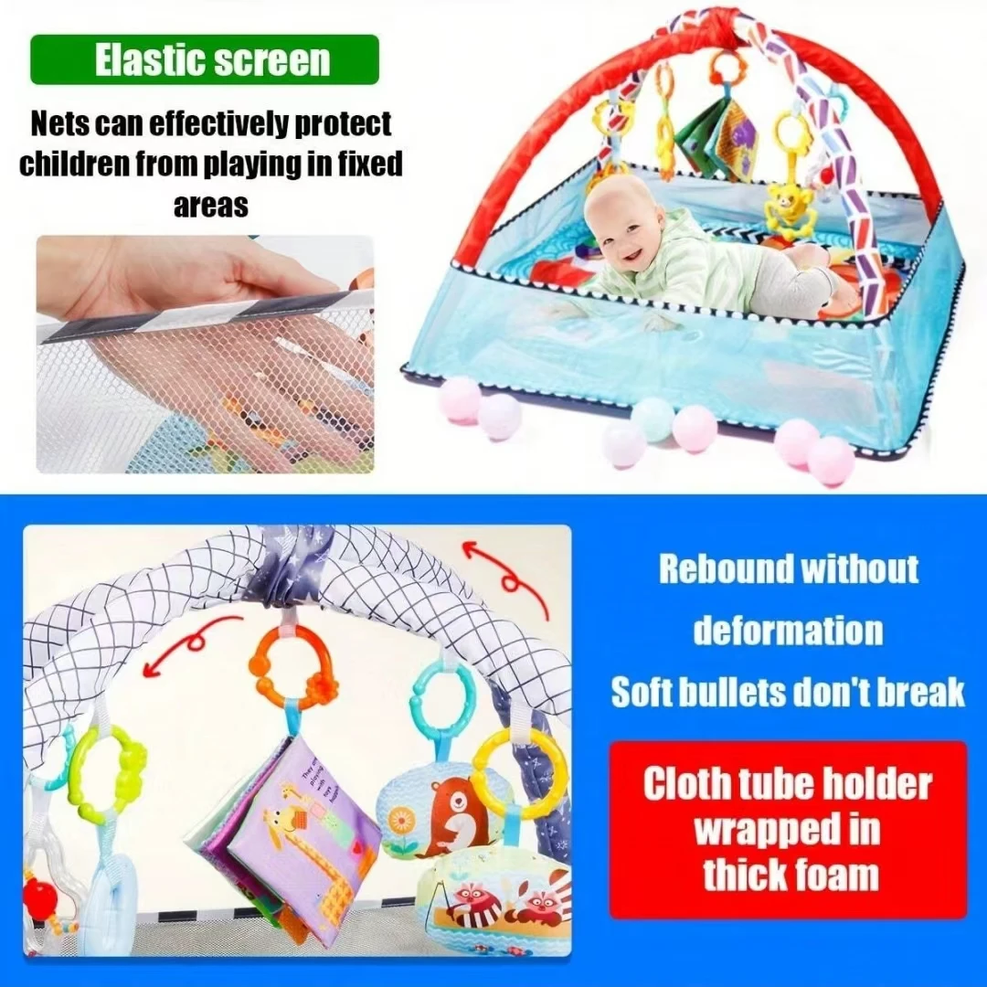 Infant Playpen Gym with Hanging Toys, Activity Play Mat for Baby Exercise Development, Newborn Fitness Playground Activity Cente