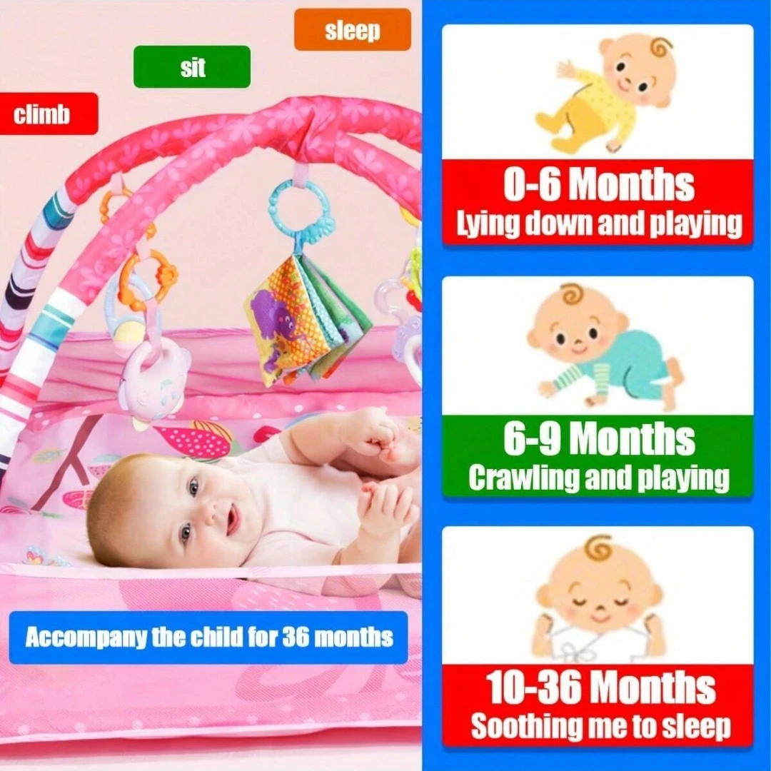 Infant Playpen Gym with Hanging Toys, Activity Play Mat for Baby Exercise Development, Newborn Fitness Playground Activity Cente