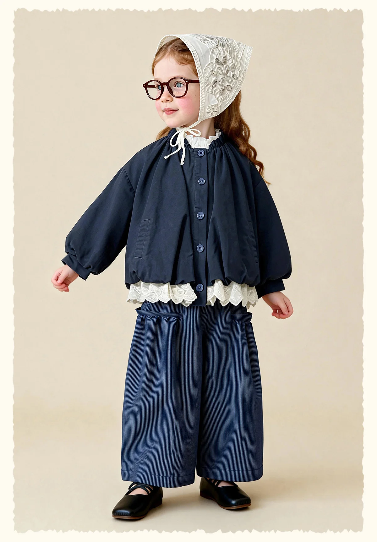 Amila Spring Girls' Coat Lace Lace Splicing Sweet Bubble Sleeves Fashionable Western Long Sleeve Children's Clothing Top