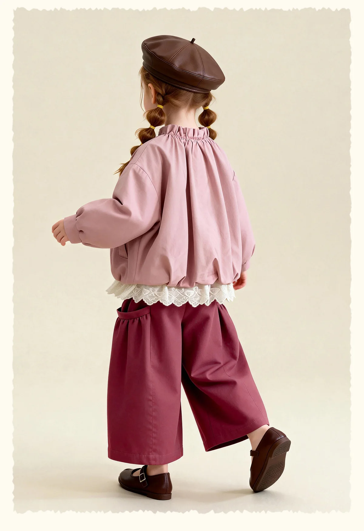 Amila Spring Girls' Coat Lace Lace Splicing Sweet Bubble Sleeves Fashionable Western Long Sleeve Children's Clothing Top