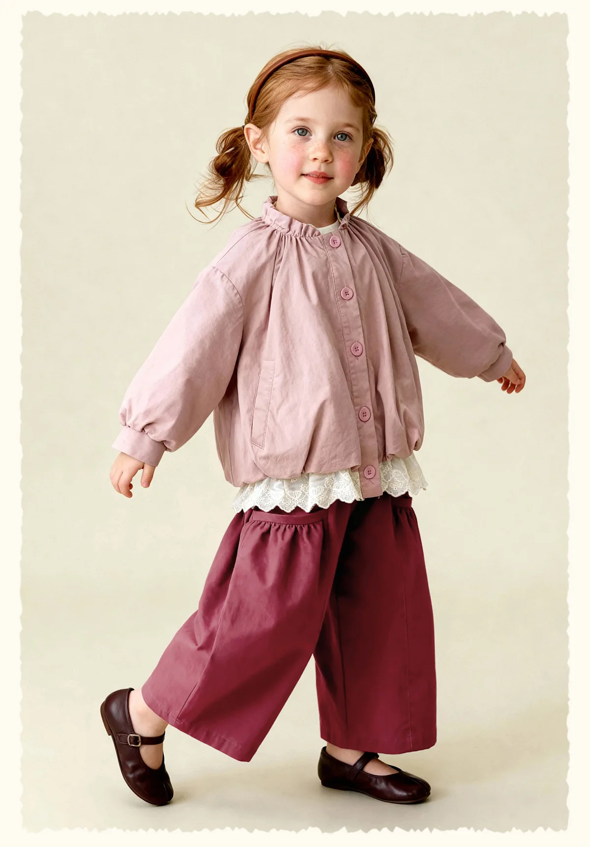 Amila Spring Girls' Coat Lace Lace Splicing Sweet Bubble Sleeves Fashionable Western Long Sleeve Children's Clothing Top