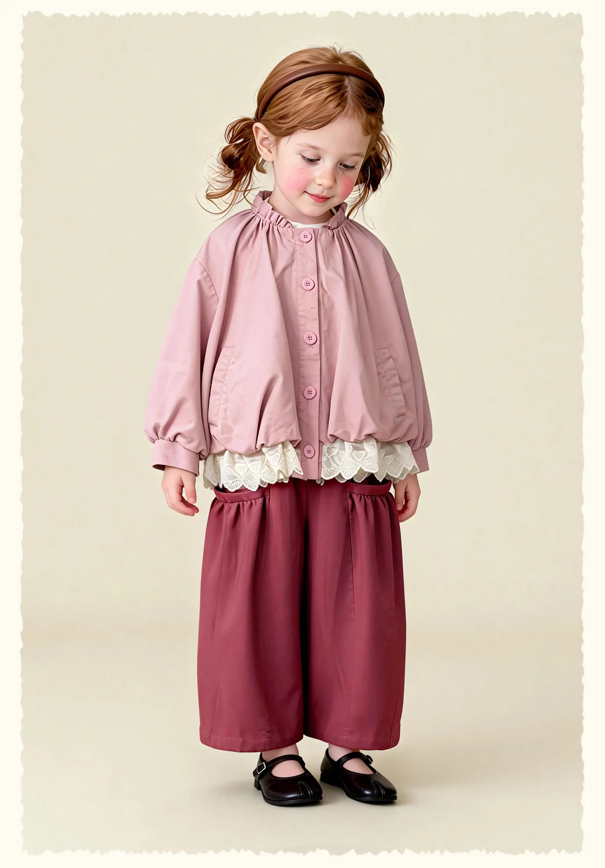 Amila Spring Girls' Coat Lace Lace Splicing Sweet Bubble Sleeves Fashionable Western Long Sleeve Children's Clothing Top